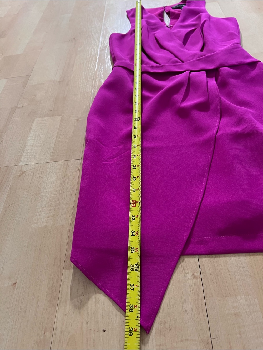 Adelyn Rae Fuchsia Pink Wrap Mini Dress Sleeveless Asymmetrical Hem Size XS Chic - Picture 3 of 7
